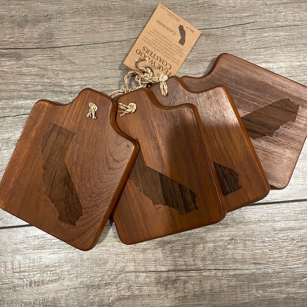 NWT Teak Wood Coasters (4)
